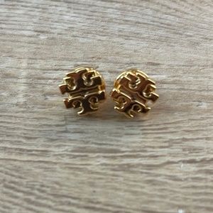 Tory Burch Gold Stud Logo Earrings